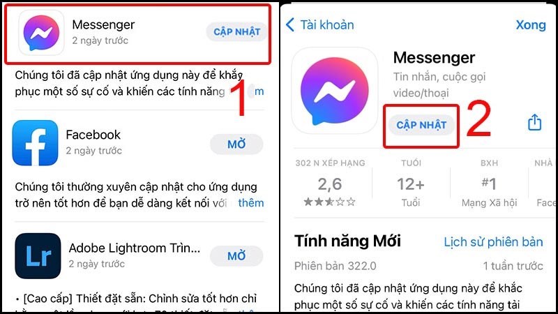 Bạn vào app Messenger để bắt đầu đặt mật khẩu 