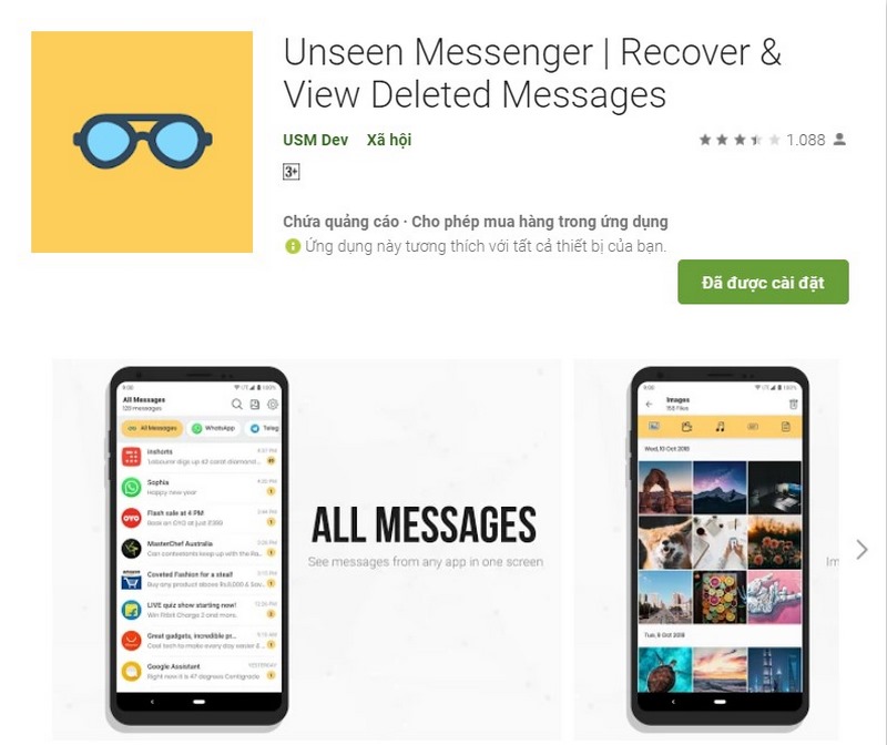 Tải app để thực hiện cách xem tin nhắn đã thu hồi trên messenger