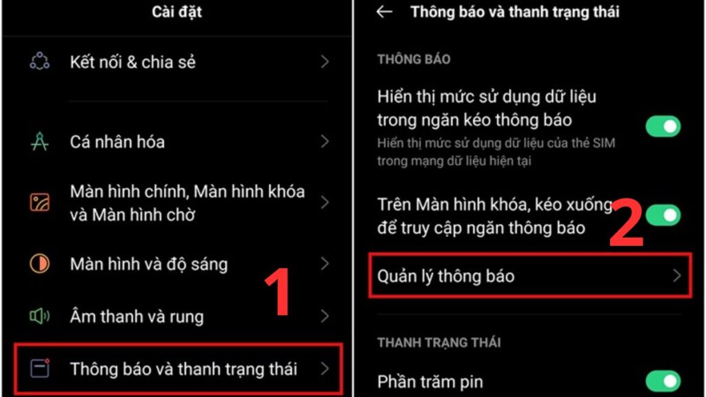 Người dùng hãy xem thông báo và thanh trạng thái 