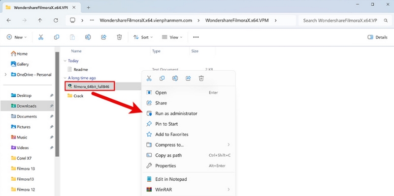 Hướng dẫn cách download Wondershare Filmora 10 Full Crack 3 Cần chạy file với quyền của quản trị viên