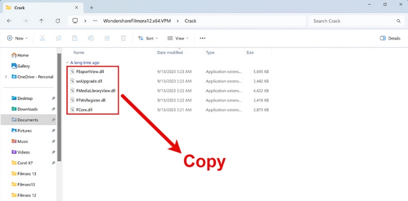 Cần copy một số file quan trọng trong Filmora 12 crack