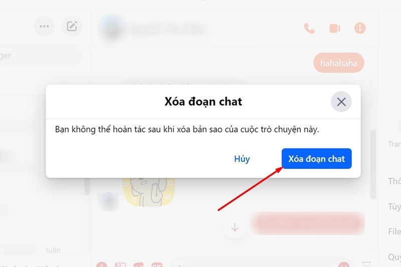 Xoá vĩnh viễn cuộc trò chuyện trên messenger 2 bên không khôi phục