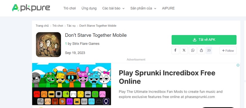 Chọn đúng đường link dẫn tải game Don’t Starve apk