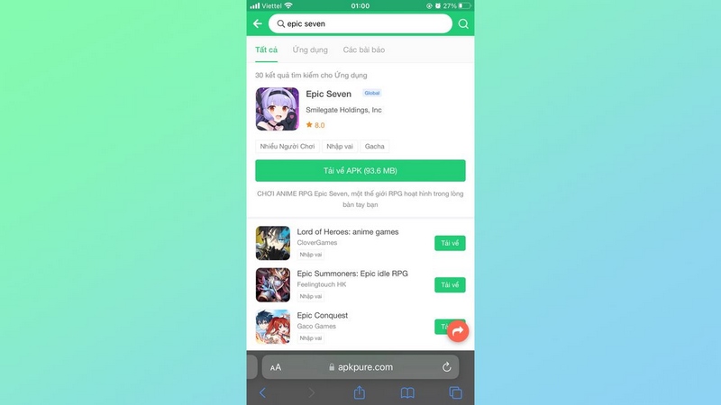 Hướng Dẫn Tải Epic Seven APK Cho Android – Game Nhập Vai Đỉnh Cao! 5 Tại trang tải về, nhấn vào nút "Tải về"