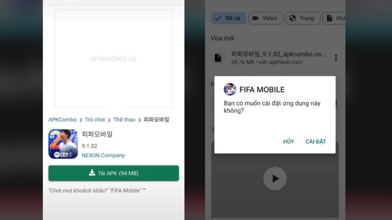 Cách Tải FIFA Hàn apk Nhanh & Đơn Giản Nhất 5 Anh em nhấn vào nút "Tải APK"