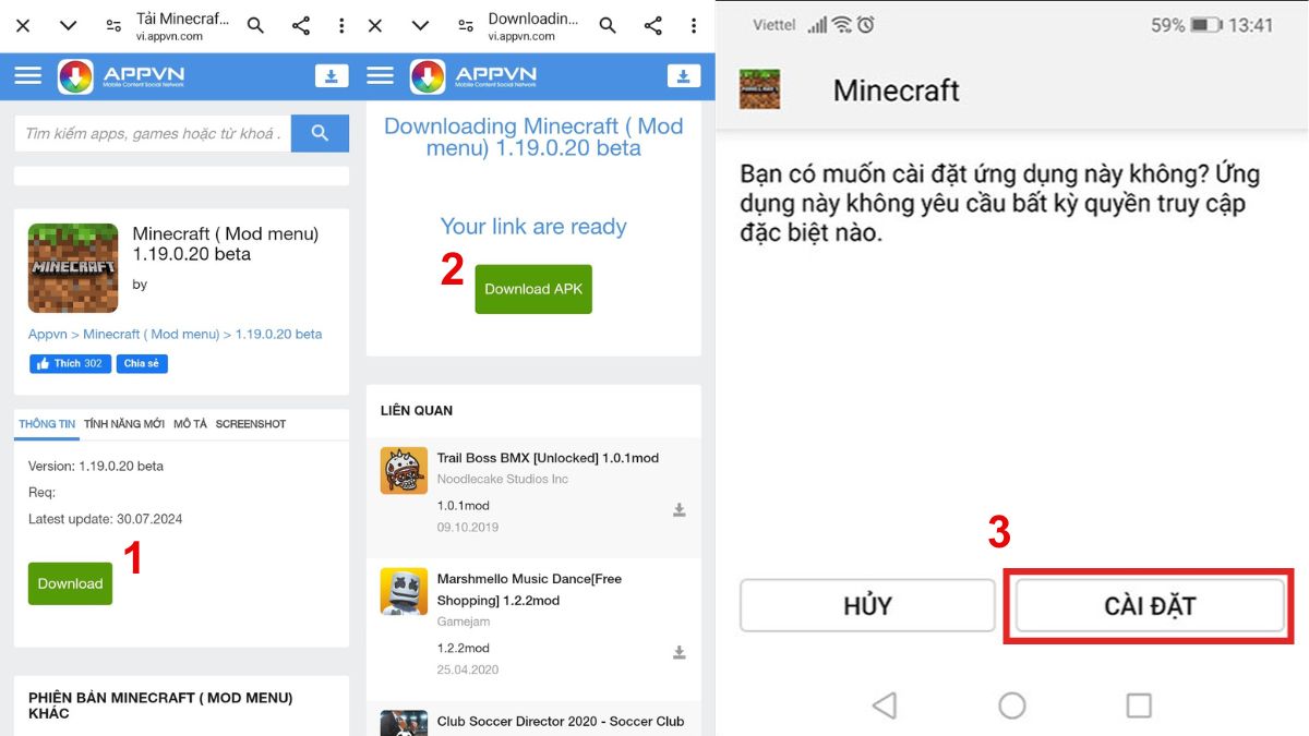 Download Minecraft 1.19 0 APK Cho Android – Phiên Bản Cập Nhật Mới! 2 Các bạn hãy chú ý thực hiện lần lượt đúng các thao tác