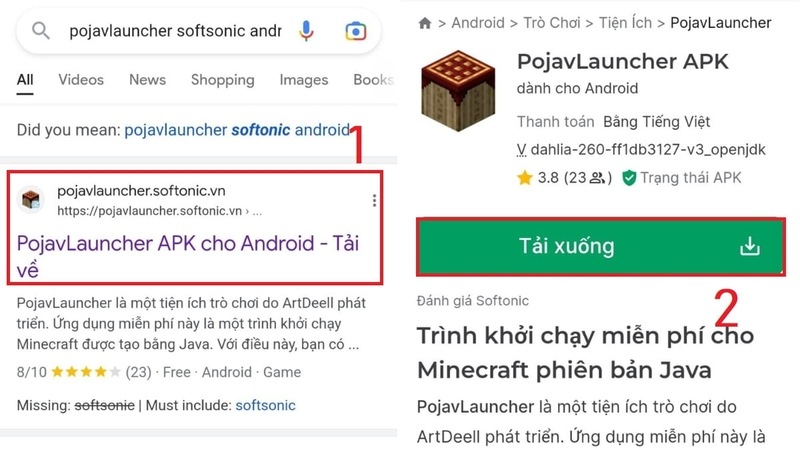 Truy cập link tải Pojavlauncher
