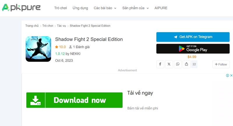 Cần chọn địa chỉ đáng tin cậy để tải shadow fight 2