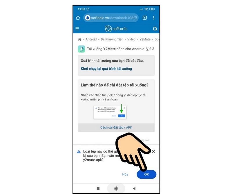 Cách Tải Y2mate APK Nhanh & Đơn Giản Nhất 6 Bấm nút OK để cài đặt