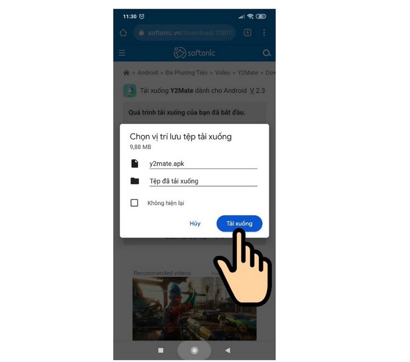 Cách Tải Y2mate APK Nhanh & Đơn Giản Nhất 5 Click lựa chọn tải xuống tệp APK