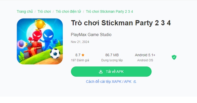 Hướng dẫn tải Stickman Party apk cho android - Trò chơi vui nhộn 4 Thực hiện cài đặt ứng dụng
