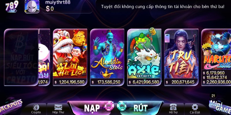 Kho game slot 789Club đa dạng với nhiều lựa chọn hấp dẫn 