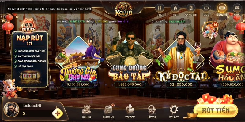 Game slot KClub nổi bật với giao diện 3D sống động